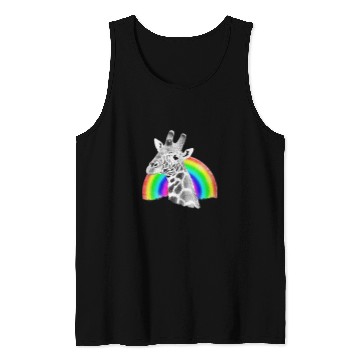 Discover Giraffe with Rainbow as Drawing Wild Animal in Africa Tank Tops