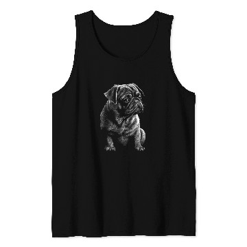 Discover Pug Drawing Tank Tops
