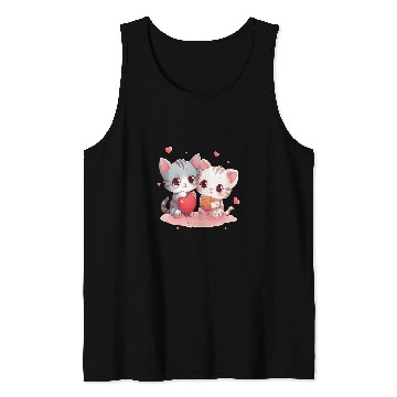 Discover Cute Kittens Hearts Knitting Wool Balls Cats Lover Design Tank Tops