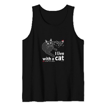 Discover I live with a cat CAT Solid Black version Tank Tops