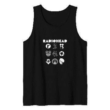 Discover Radiohead White All Icon Tank Tops