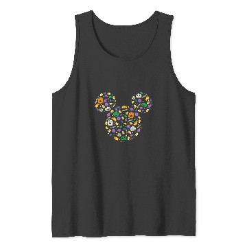 Discover Disney Mickey Mouse Halloween Head Icon Pumpkins and Candy Tank Tops