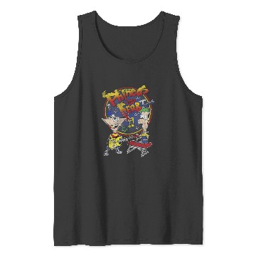 Discover Disney Phineas And Ferb-Tones Distressed Band Logo Tank Tops