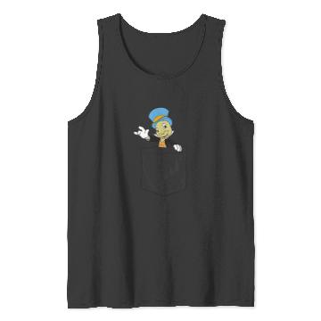 Discover Disneyss Pinocchio Jiminy Cricket Faux Pocket Tank Tops