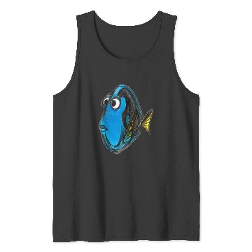 Discover Disneyss Pixars Finding Nemo Dory Blue Fish Sketch Portrait Tank Tops