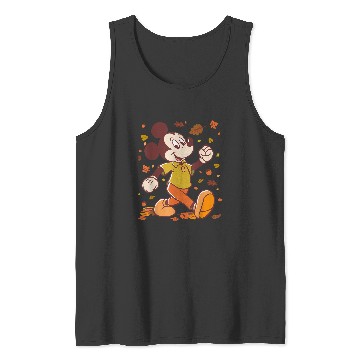 Discover Disney Mickey Mouse Strolling Through Autumn Leaves Fall Tank Tops