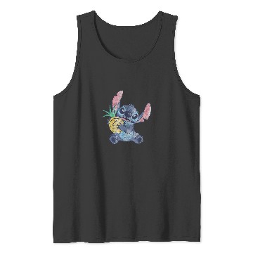 Discover Disney Lilo Stitch Pineapple Posing Destressed Tank Tops