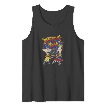 Discover Disney Phineas And Ferb-Tones Distressed Band Logo Tank Tops