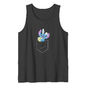 Discover Disney Stitch Easter Egg and Bunny Ears Corner Pocket Art Tank Tops