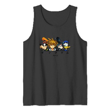Discover Disneyss Kingdom Hearts Main Characters Panel Chest Kanji Logo Tank Tops