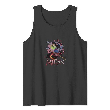 Discover Disney Mulan And Mushu Collage Portrait Logo Tan Tank Tops