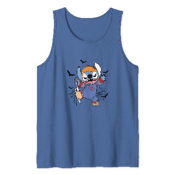 Discover Disney Halloween Chucky Stitch Tank Tops, Disney Stitch Horror Movie Tank Tops, Chucky Tank Tops