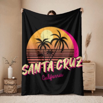 Discover Retro Santa Cruz California Throw Blankets