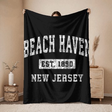 Discover Beach Haven New Jersey Nj Established Sports Throw Blankets