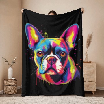 Discover Watercolor Colorful Boston Terrier Throw Blankets