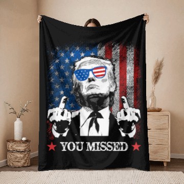 Discover You Missed Trump 2024 US American Flag Throw Blankets