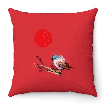 Discover Murakami Birds Red Moon Japenese Throw Pillows