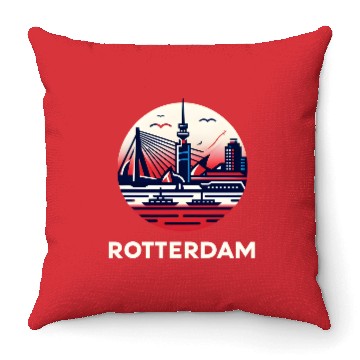 Discover Rotterdam Skyline A Modern City s Artistic View Throw Pillows