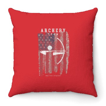 Discover Archery Team USA Vintage American Flag Compound Throw Pillows