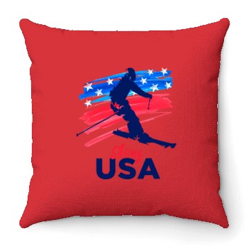 Discover Skiing Usa Support The Team Usa Flag Ski Winter Throw Pillows