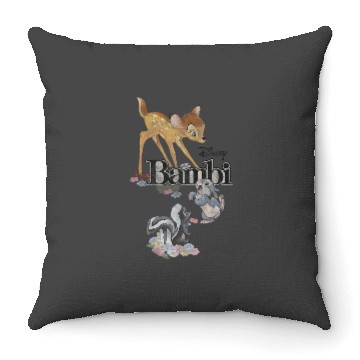 Discover Disney Bambi Group Shot Title Logo Throw Pillows
