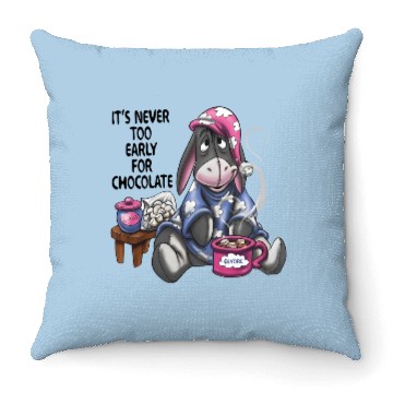 Discover ts never too early for chocolate Throw Pillows, Disney Eeyore Throw Pillows
