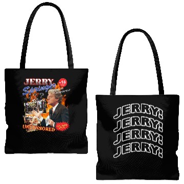 Discover Jerry Springer Show Bootleg Black Tote Bags (AOP)