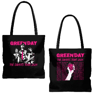 Discover Green Day The Saviors Tour 2024 Black Tote Bags (AOP)