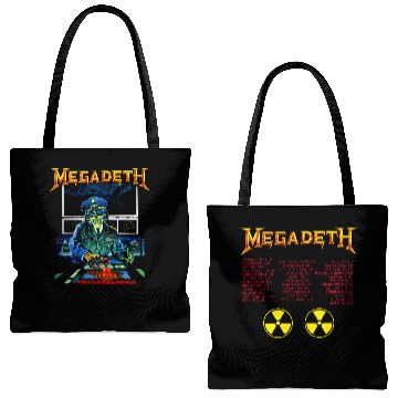 Discover 1990 Megadeth Rust in Peace Tour Black Tote Bags (AOP) Double Side Tote Bags (AOP)