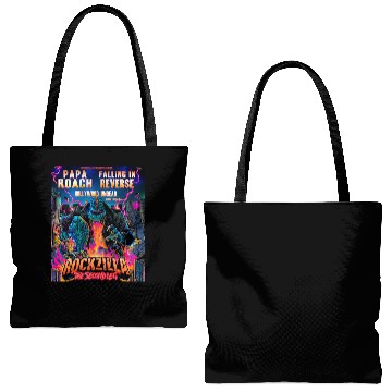 Discover Rockzilla The Second Leg Tour Tote Bags (AOP), Rockzilla Tour 2023 Tote Bags (AOP), Papa Roach Falling In Reverse