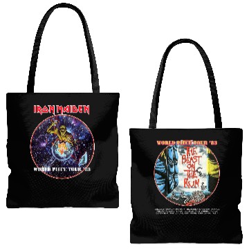 Discover Iron Maiden Tour 83 Double Sided Tote Bags (AOP)