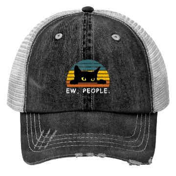 Discover Black Cat Trucker Hats Funny Ew People Cat Lovers Trucker Hats