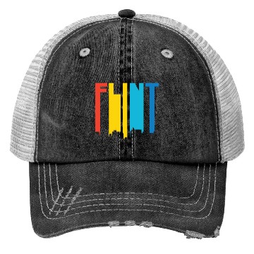 Discover Retro 1970's Style Flint Michigan Skyline Trucker Hats