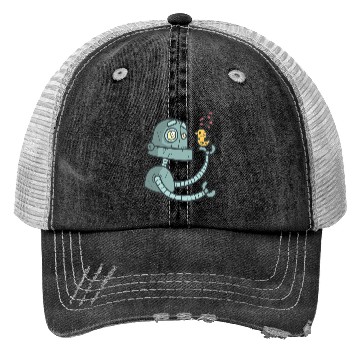 Discover Robot with a bird Trucker Hats