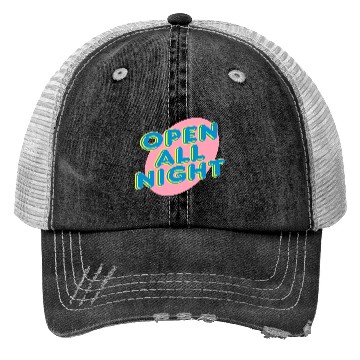 Discover open all night sign Trucker Hats