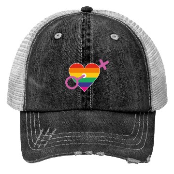 Discover Rainbow heart female Trucker Hats