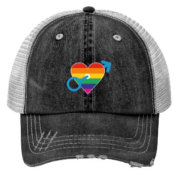 Discover Rainbow heart male Trucker Hats