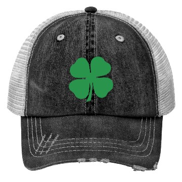 Discover Green 4 Leaf Clover Solid Trucker Hats