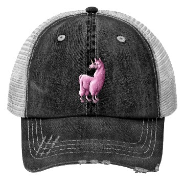 Discover Fluffy llama unicorn pink illustration cartoon Trucker Hats