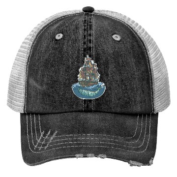 Discover Whale ship Trucker Hats