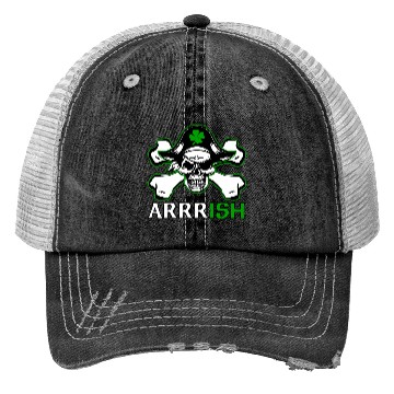 Discover ARRRISH Funny St Patrick's Day Pirate Saying Trucker Hats