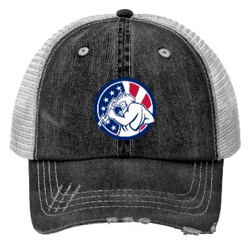 Discover Zeus With Thunderbolt USA Flag Icon Trucker Hats