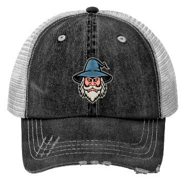 Discover Wizard Head Mascot Trucker Hats