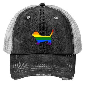 Discover Gay Pride Dog Basset Hound Rainbow Gay Pride Flag Trucker Hats