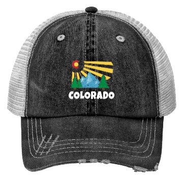 Discover Native Colorado Gifts CO State Flag Sunrise Trucker Hats