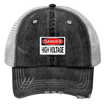 Discover Danger High Voltage Electric Shock Warning Trucker Hats