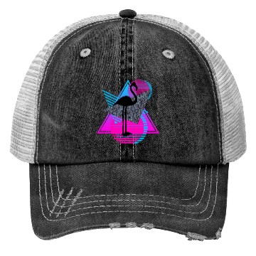 Discover vaporwave aesthetics FLAMINGO 80s retro triangle Trucker Hats