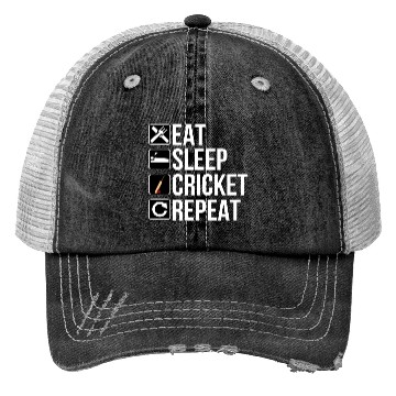 Discover Cricket Player Gift - Eat Sleep Cricket Repeat Trucker Hats