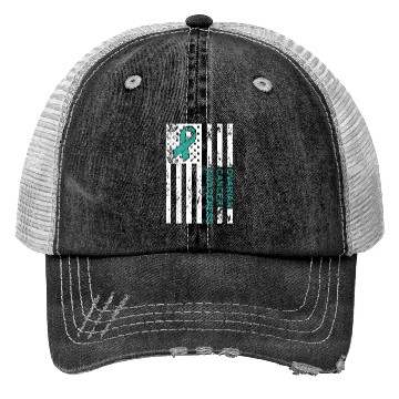 Discover USA Flag Ovarian Cancer Awareness Trucker Hats