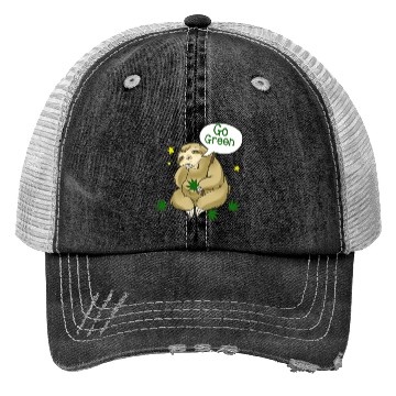 Discover go green marijuana sloth Trucker Hats